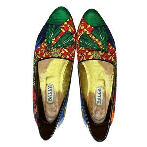 90s Vintage Bally Baroque Flats‎ Sz 8M | Made in Italy Colorful Edgy Statement
